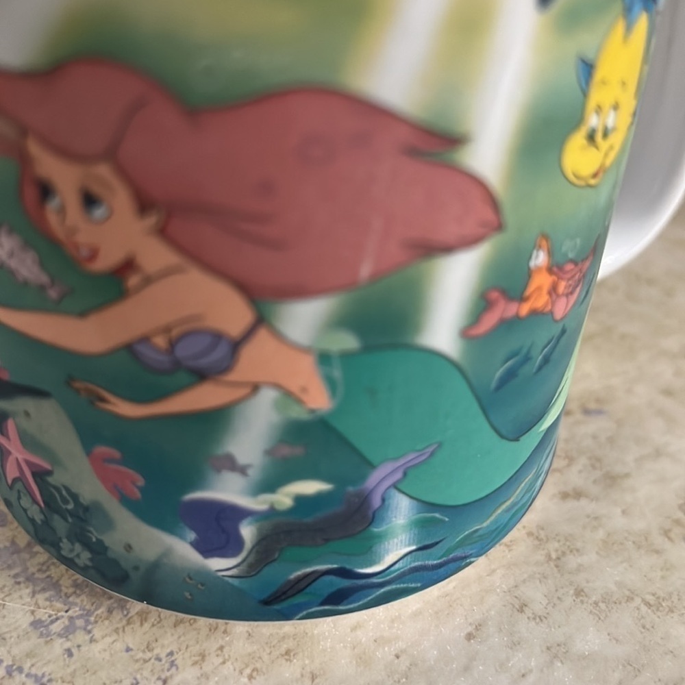 Disney Coffee Mug Little Mermaid Japan Flounder Ariel 90s - Picture 5 of 5